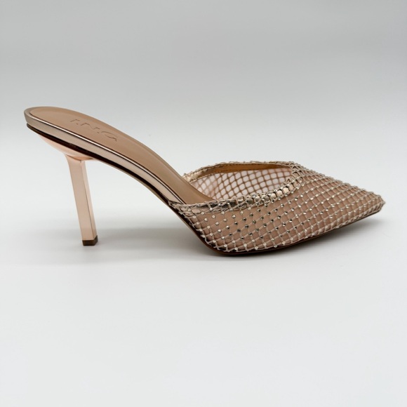 INC Emory Rhinestone Mesh Slide Stiletto Heels Pointed Toe Gold 11 NEW imperfect - Picture 9 of 17